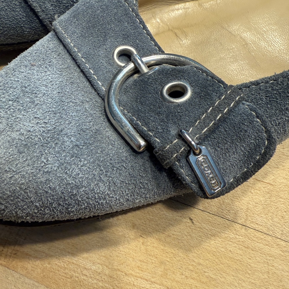 Coach Charcoal Suede Loafers with Metallic Accent
